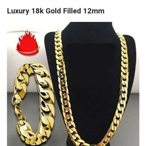 18k GF 12MM Matching Necklace/Bracelet